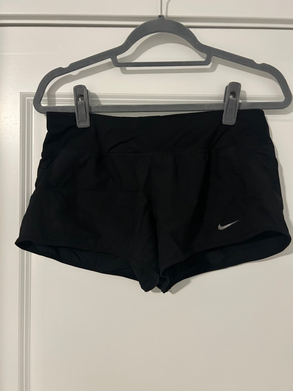 Nike Black Athletic Running Shorts with Swoosh Detail